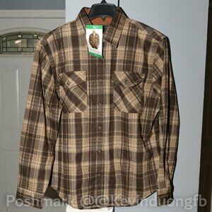 Jachs Men's Flannel Shirt Relaxed Fit 2-Button Front Flap Chest Pockets